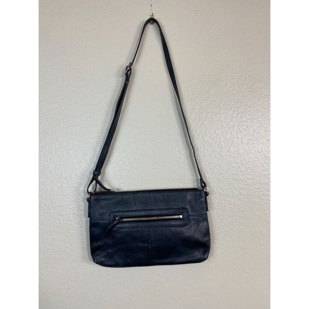 Margot Charcoal Gray Leather Crossbody Bag Adjustable Strap Zip Closure Capsule